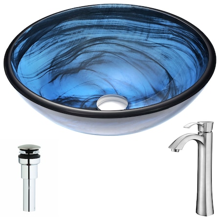 Anzzi Soave Sapphire Wisp Vessel Sink with Harmony Faucet in Brushed Nickel LSAZ048-095B